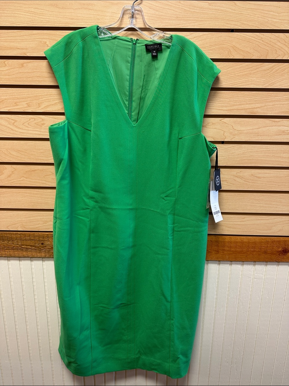 Etcetera Vibrant Green V-Neck Sheath Dress